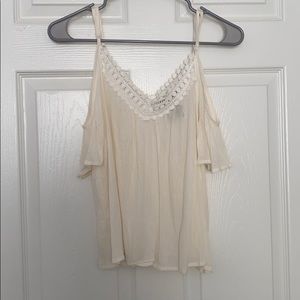White cold shoulder top